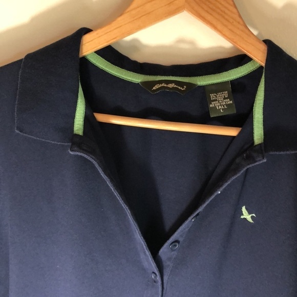 EDDIE Bauer Tall Navy Blue Logo Collar Dress Large - Picture 3 of 4